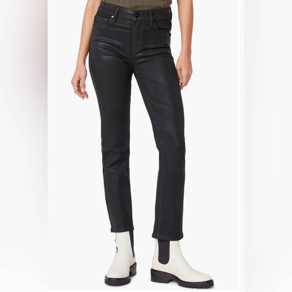 PAIGE Coated High Waist Straight Leg Jeans